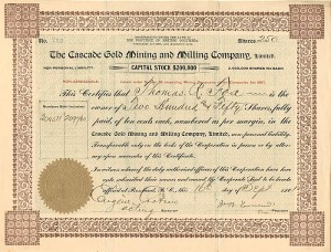 Cascade Gold Mining and Milling Co., Limited